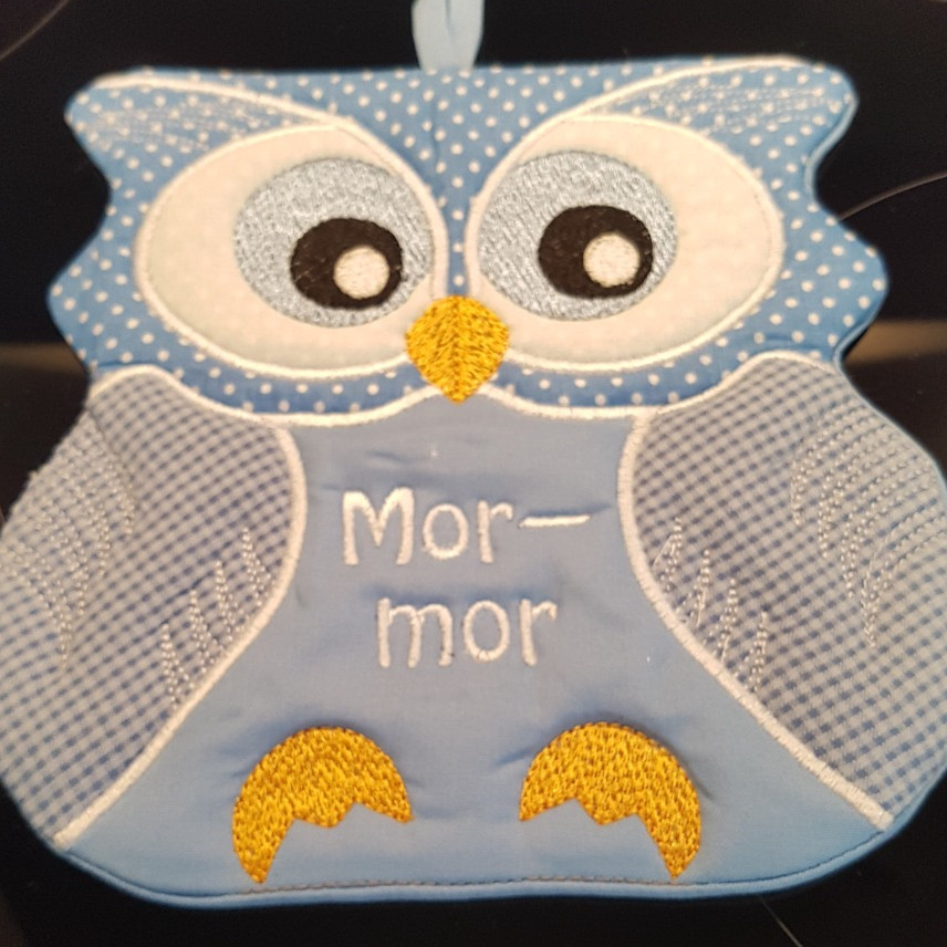 Grydelap - ugle motiv